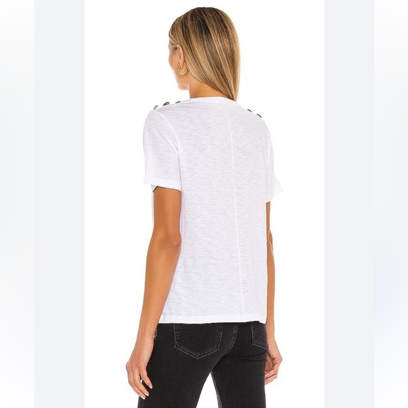 Veronica Beard Carla Cotton Tee White XS Gold Buttons - Picture 2 of 7